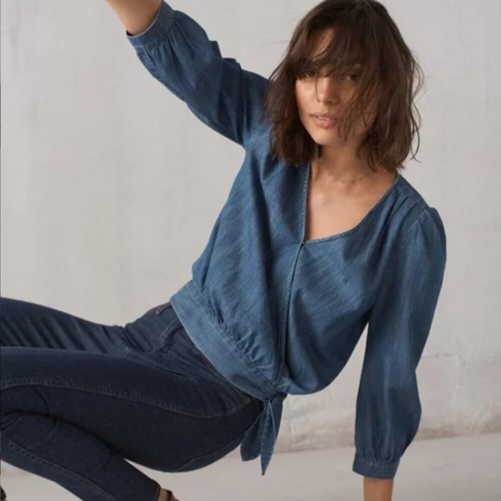 Madewell Denim Wrap Top- L